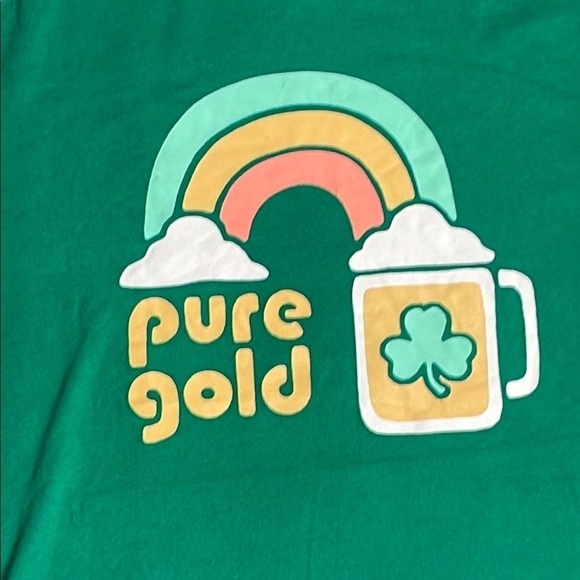 Green Graphic T-Shirt with Rainbow and Mug Design - Picture 9 of 9